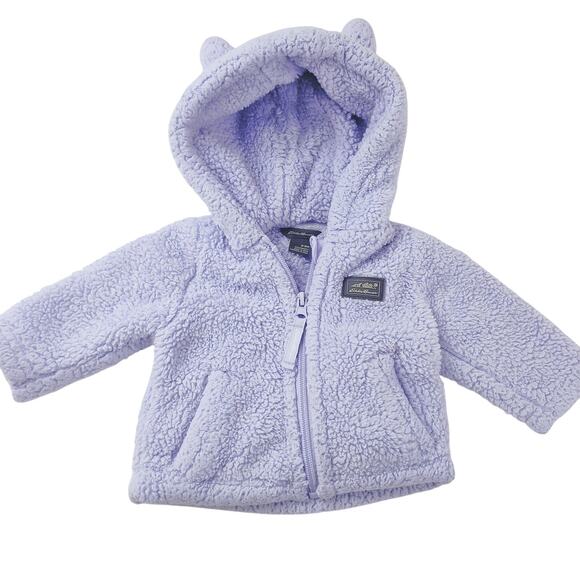 Eddie Bauer Baby 0-3 Month Fleece Hooded Jacket Lavender - Picture 1 of 6